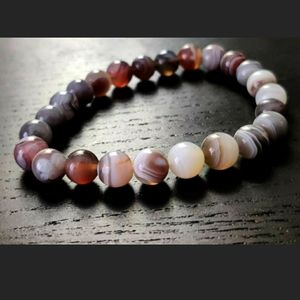 Botswana Agate gemstone beaded stretch bracelet #039